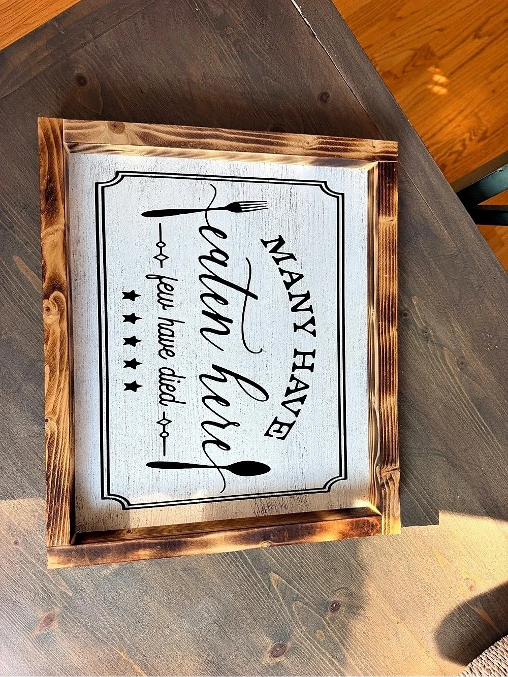 Rustic Kitchen Rules Framed Wall Sign Brown & White